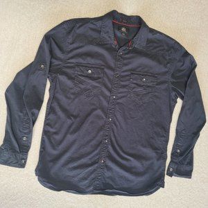 Rock and Republic Shirt L Men's Long Sleeve Casual Button Up Black Shirt. EUC